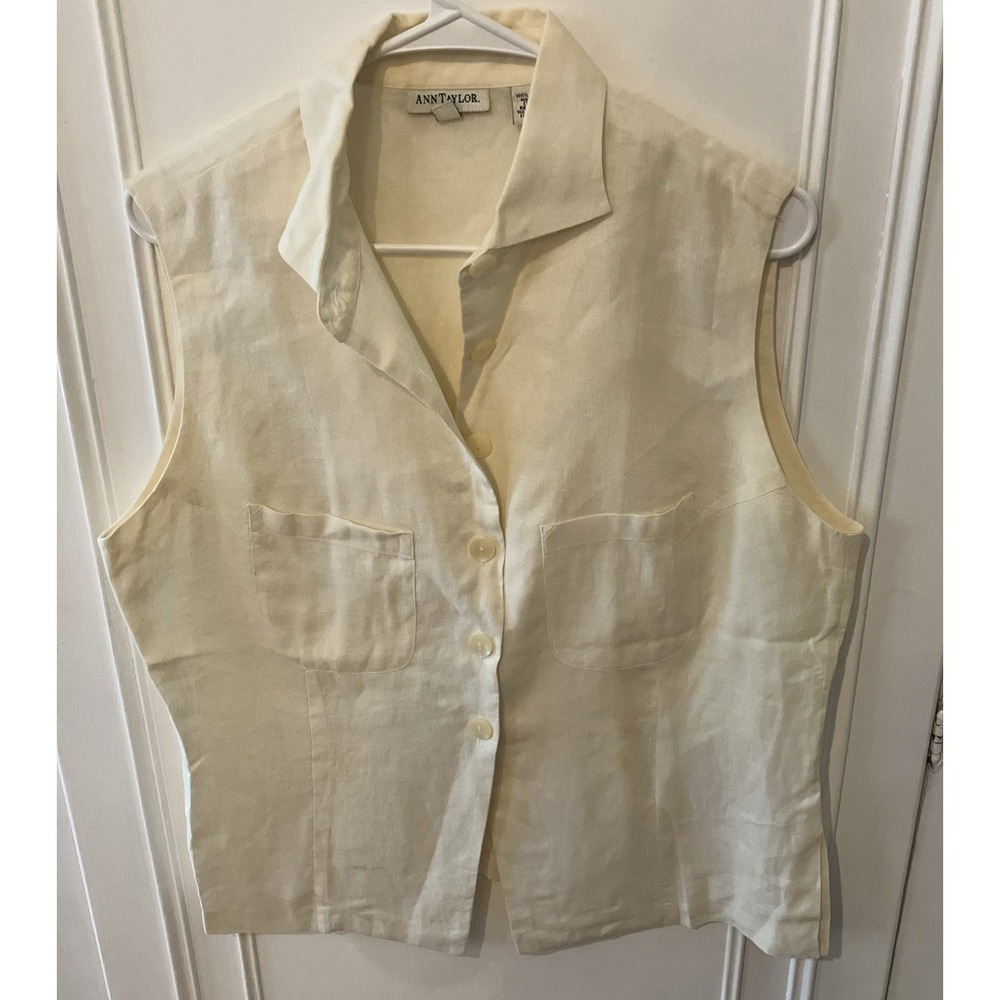 Anne Taylor Pure Linen Sleeveless Blouse 14